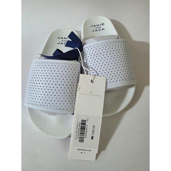 Janie & Jack White Perforated Slide Kids Sandals Size 9 - Picture 6 of 8